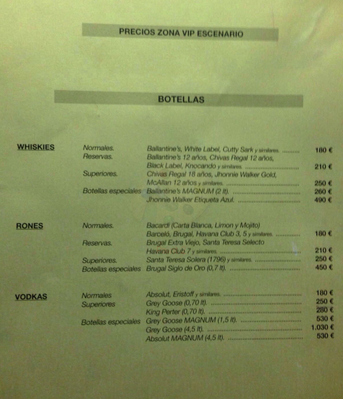 menu carta de precios vip joy eslava